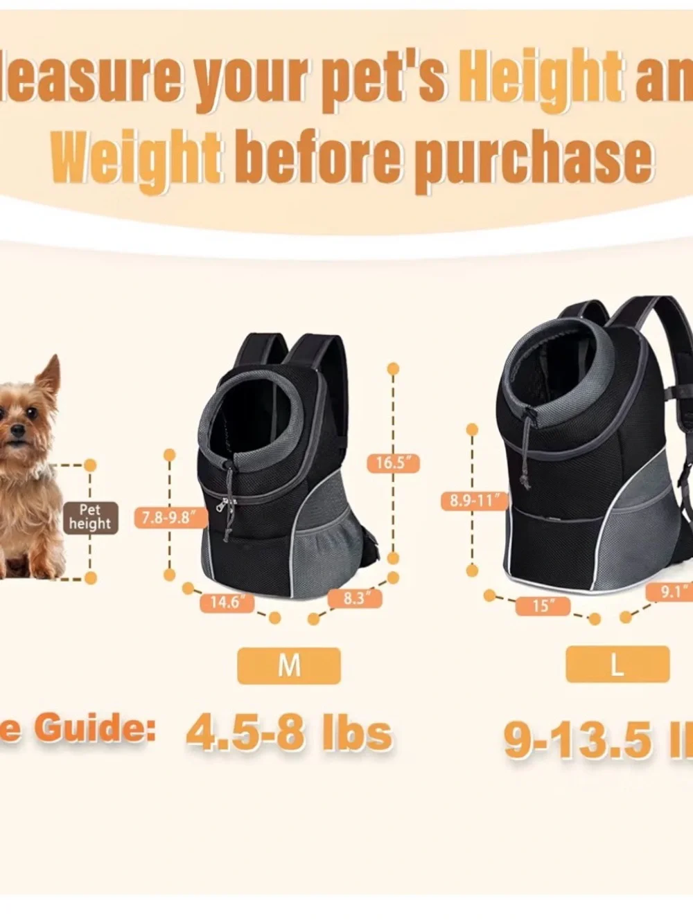 Front-Load Small Dog Carrier Backpack - Black/Grey